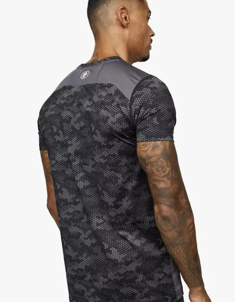Black Camo Contrast Panel T-Shirt