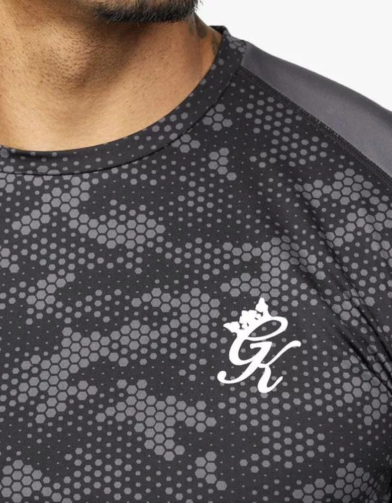Black Camo Contrast Panel T-Shirt