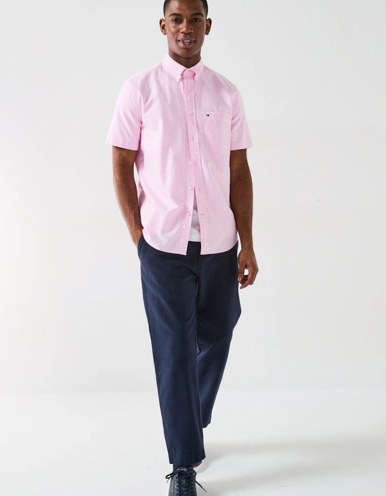 Regular Fit Heritage Short Sleeve Oxford Shirt - Light Pink