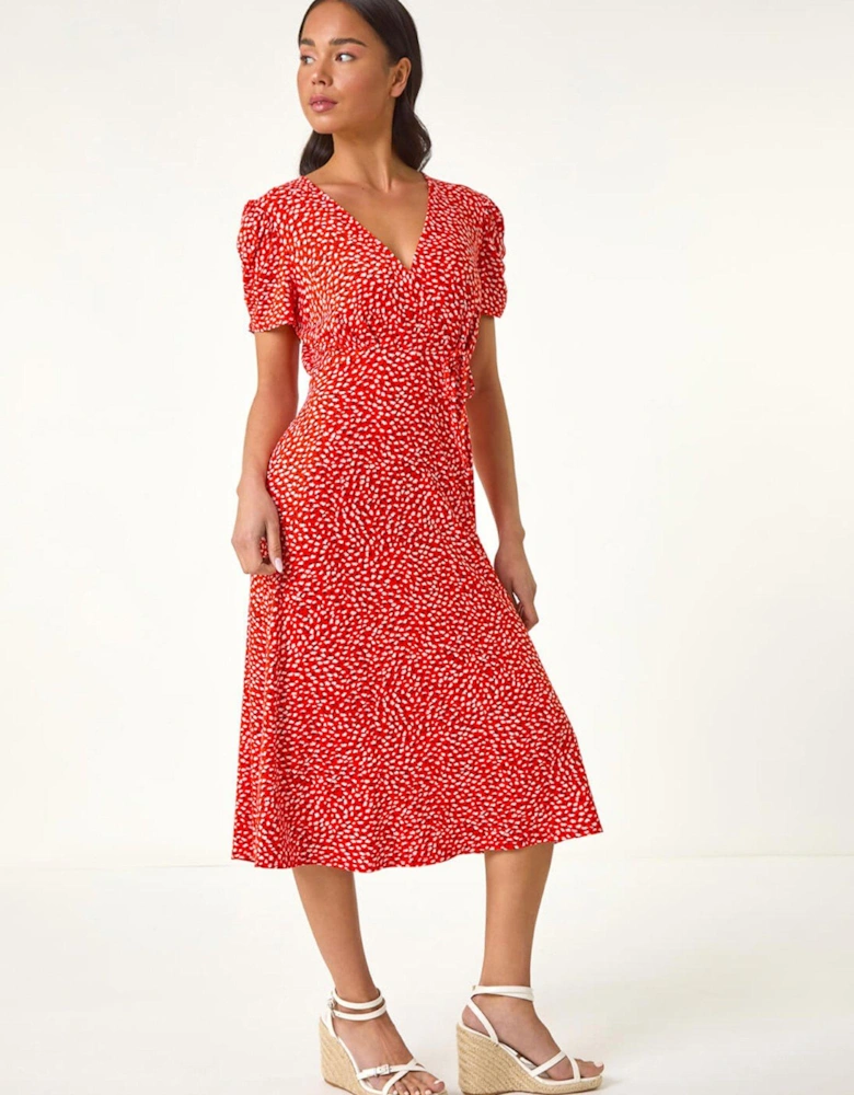 Petite Floral Ditsy Stretch Dress - Red