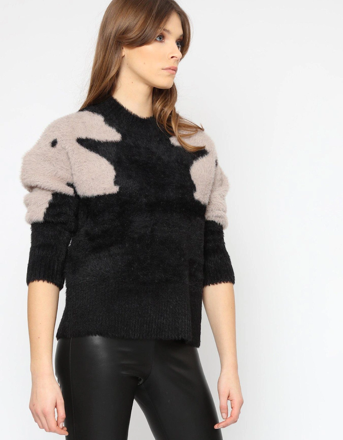 Feather Yarn Abstract Jumper - Black, 2 of 1