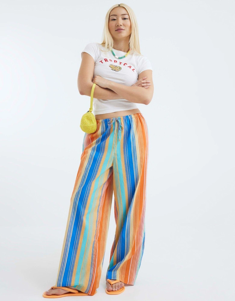 Stripe Wide Leg Trousers - Multi Colour