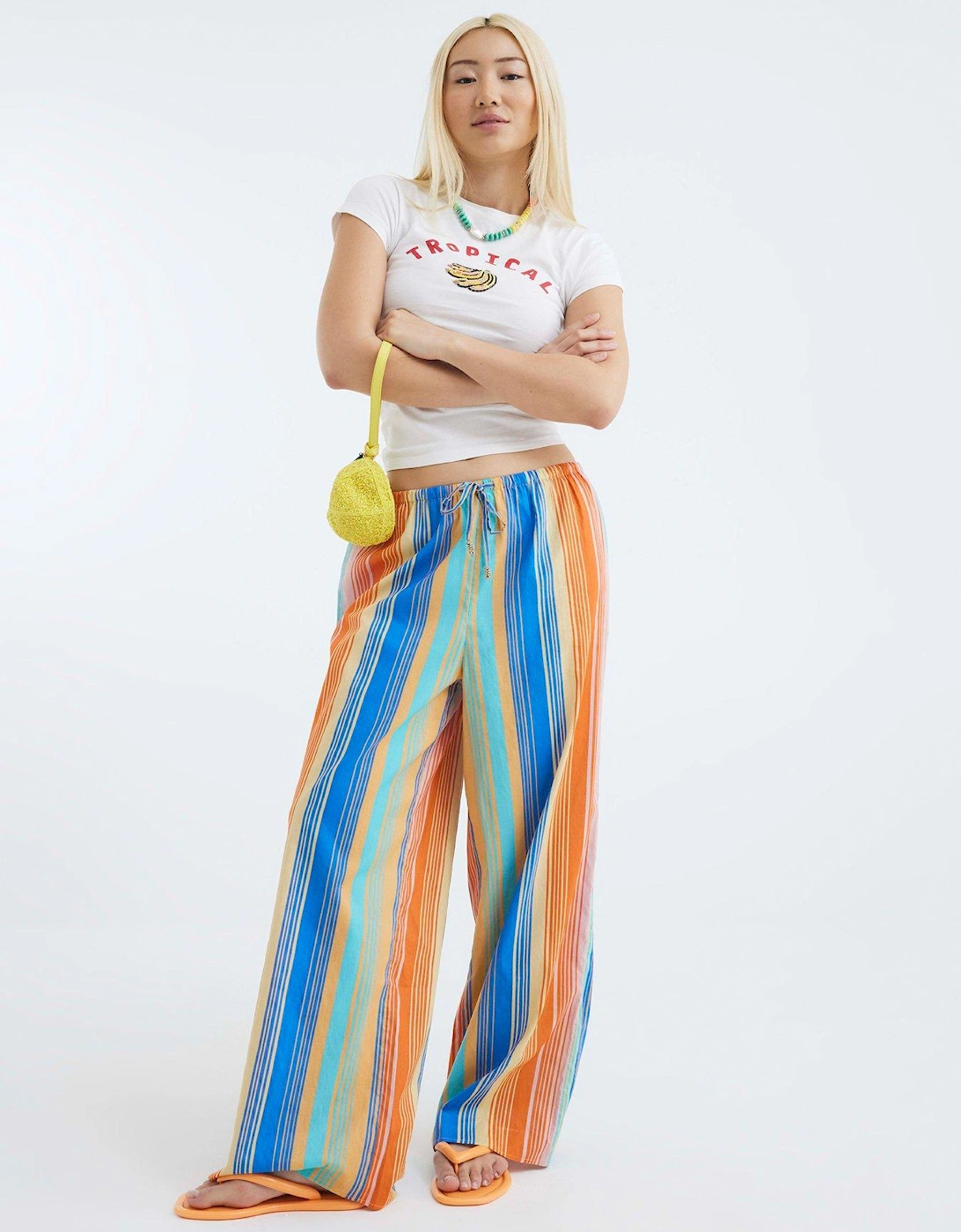 Stripe Wide Leg Trousers - Multi Colour, 2 of 1