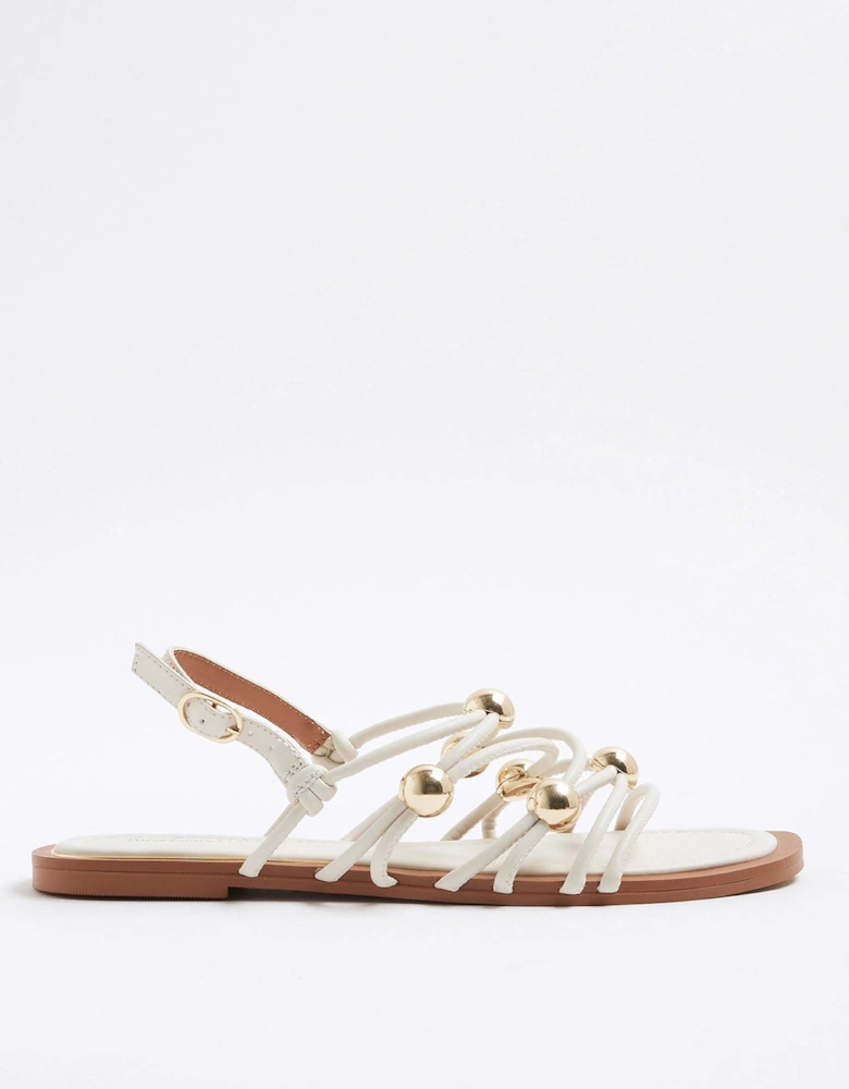 Beaded Metal Sandal - Cream