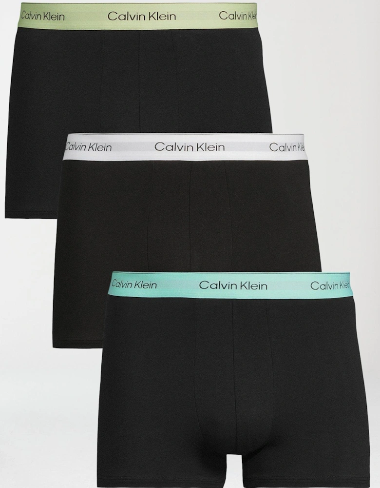 Icon Cotton Stretch 3 Pack Contour Trunks - Black