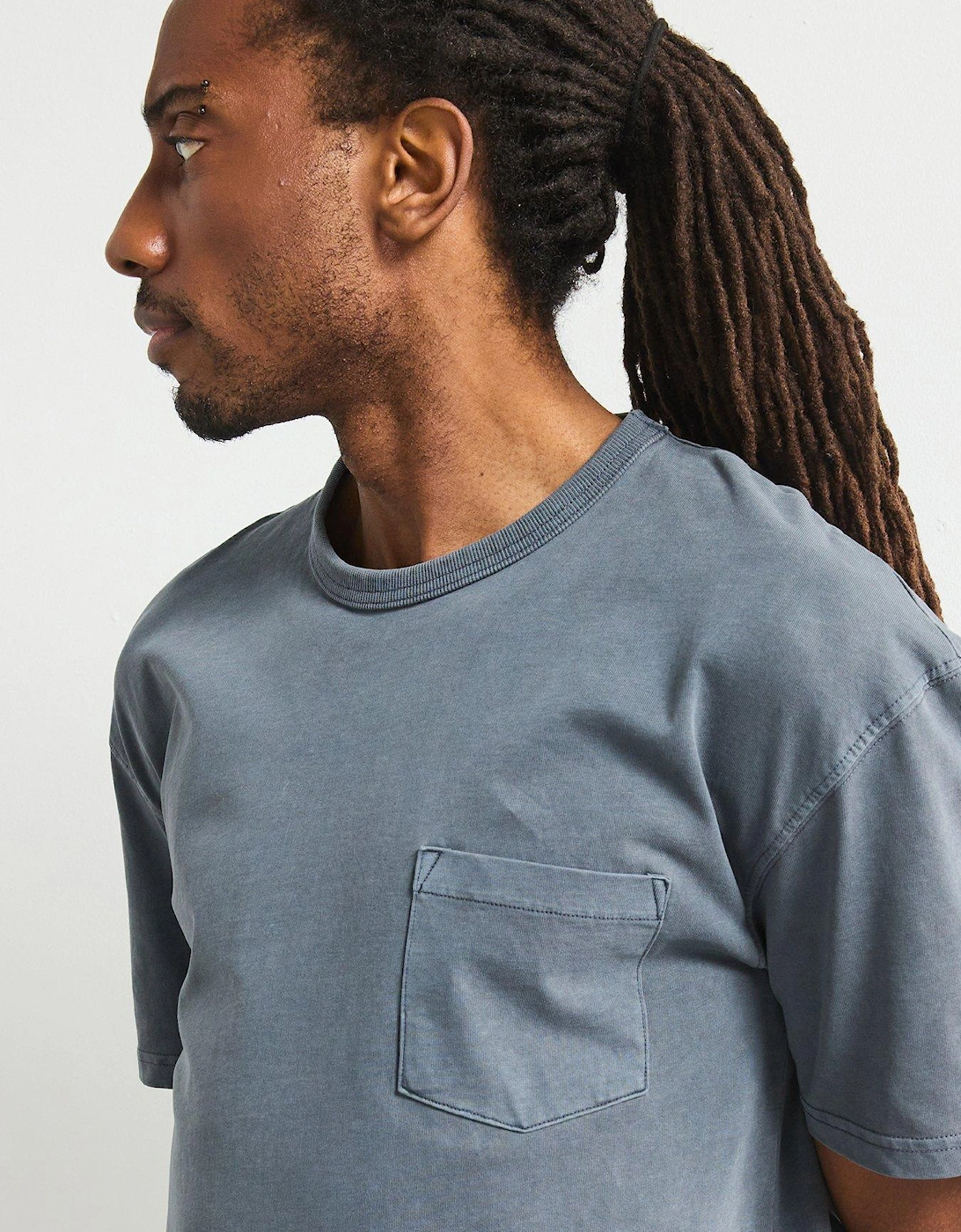 Relaxed Fit Heavyweight Washed T-Shirt - Dark Blue