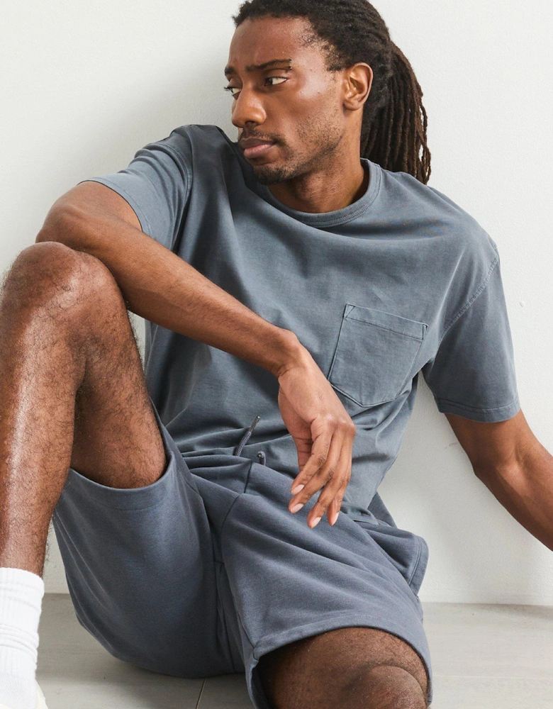 Relaxed Fit Heavyweight Washed T-Shirt - Dark Blue
