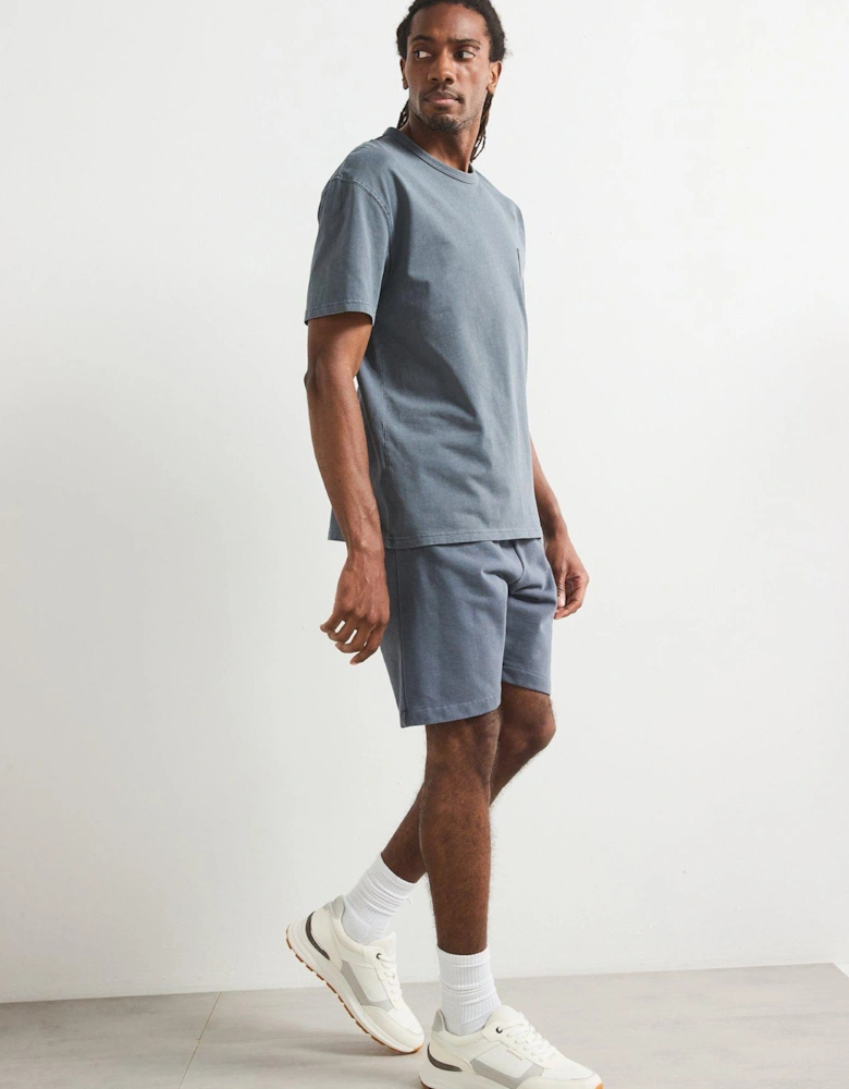 Relaxed Fit Heavyweight Washed T-Shirt - Dark Blue