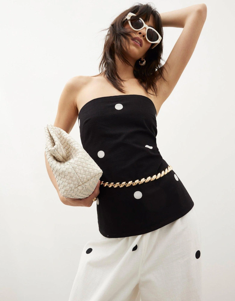Printed Bandeau Top - Black