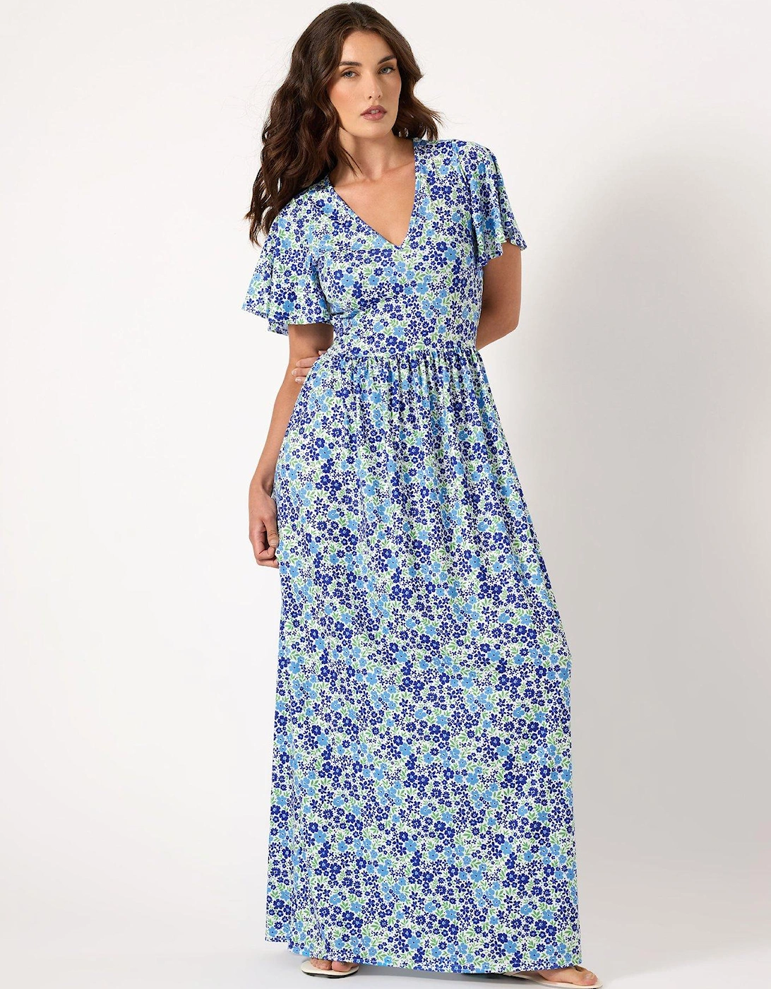 Tall Ditsy V Neck Maxi Dress, 2 of 1