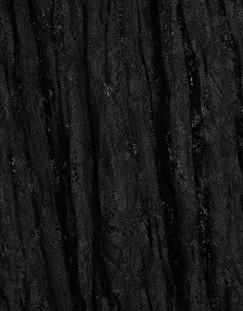 Lace Crinkle Maxi Skirt - Black