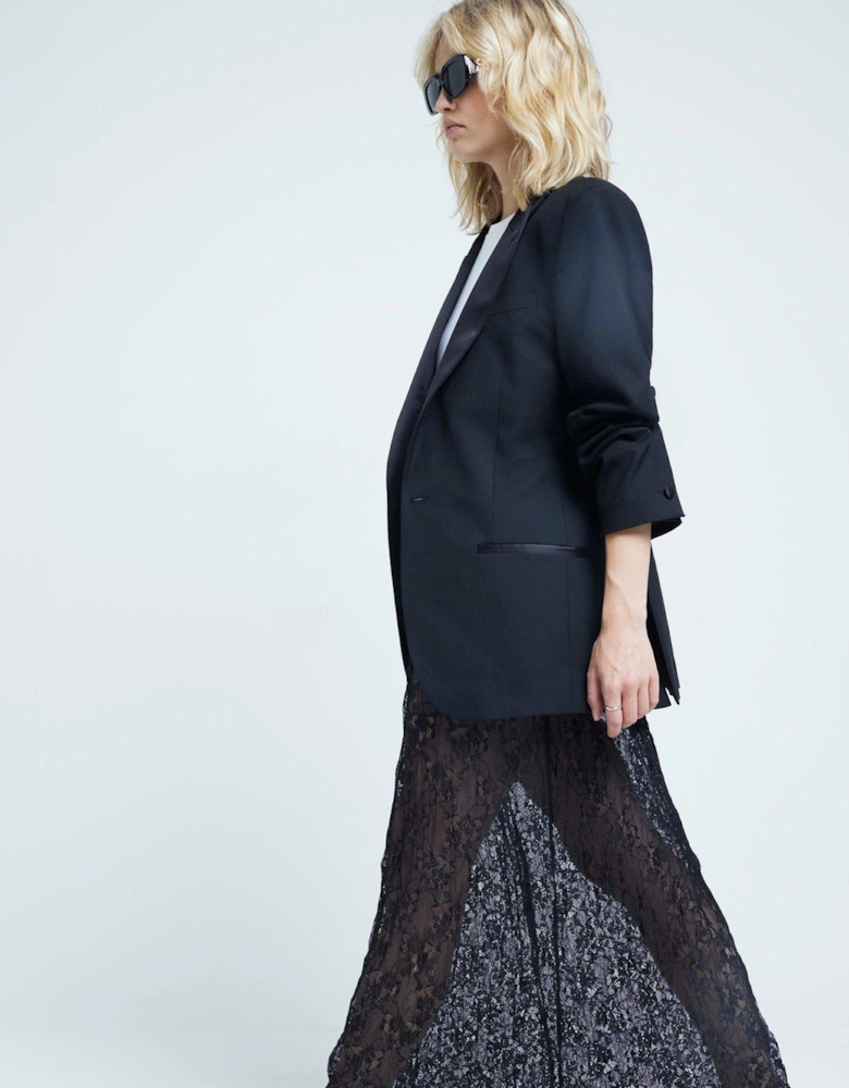 Lace Crinkle Maxi Skirt - Black