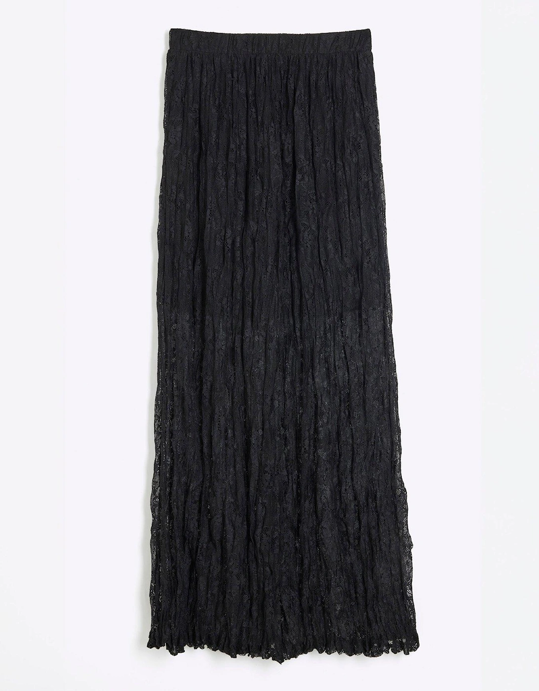 Lace Crinkle Maxi Skirt - Black