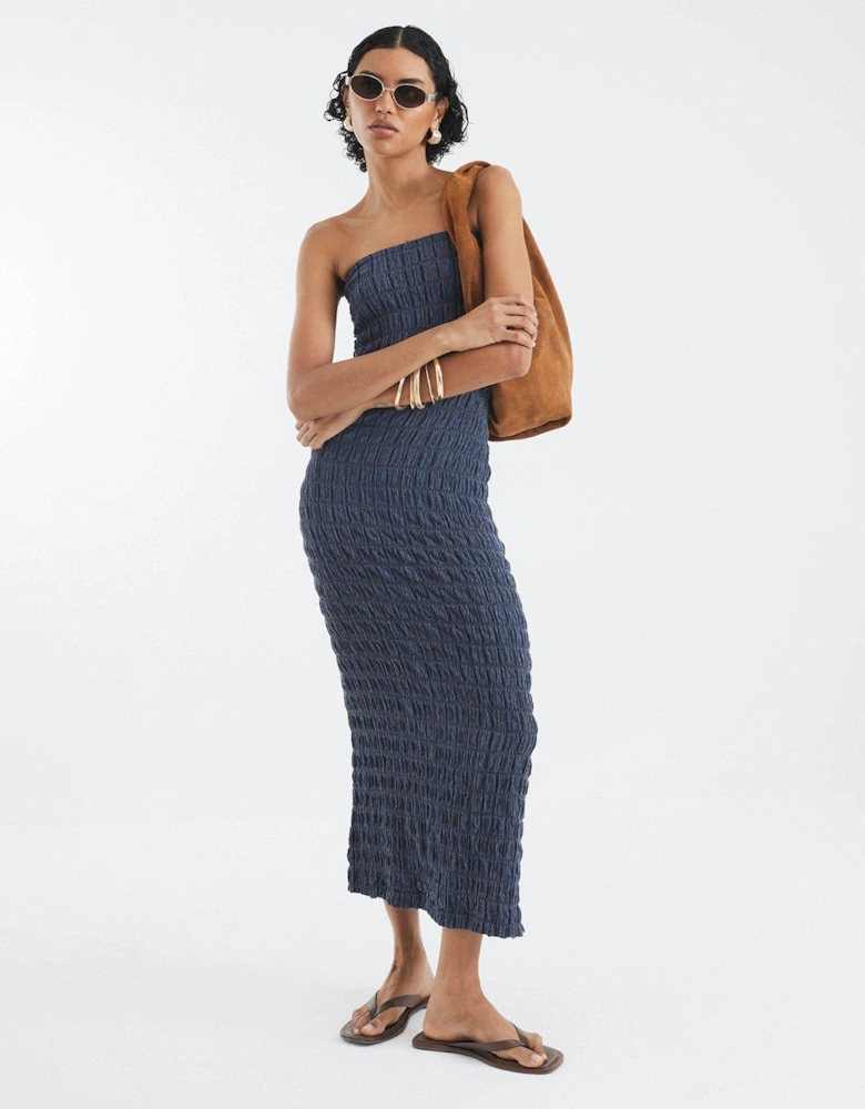 Textured Bandeau Dress - Blue