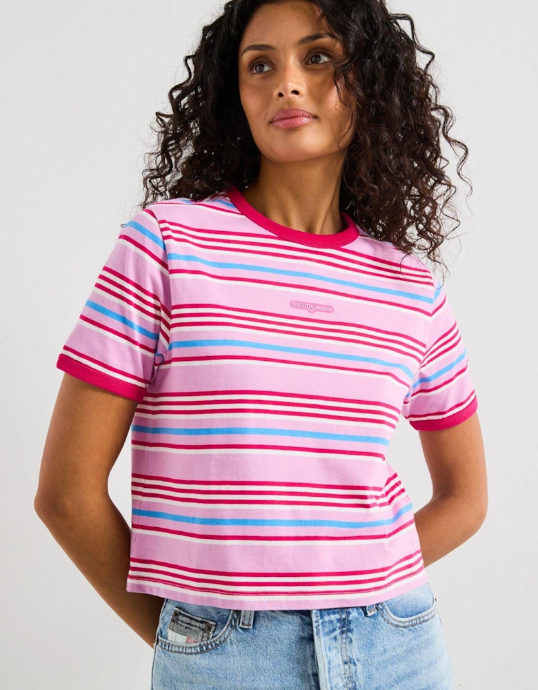 Script Stripe T-Shirt - Pink
