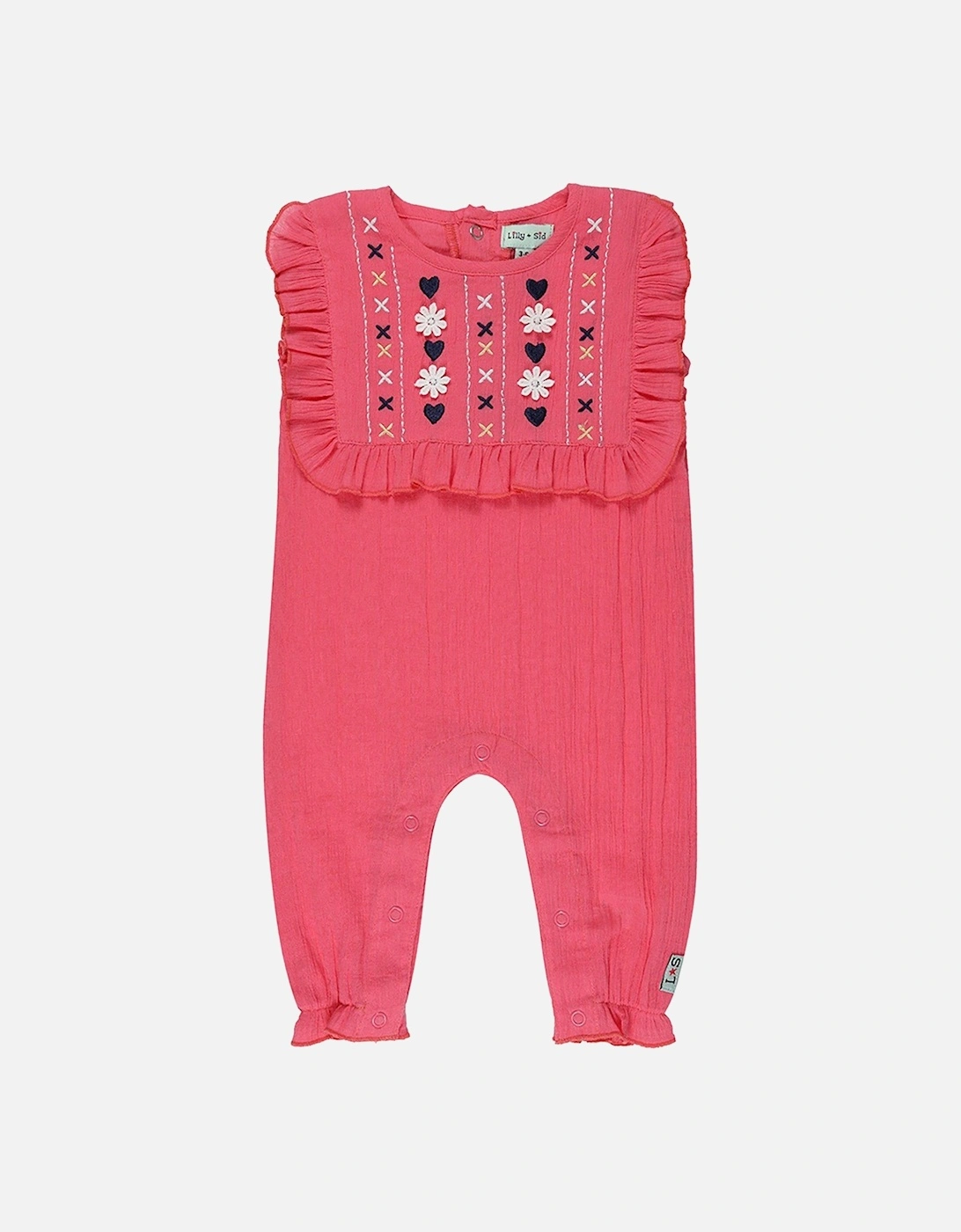 Baby Girls Floral Embroidered Romper - Pink, 2 of 1