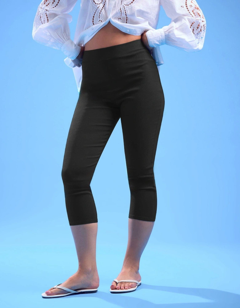 Petite Bengaline Capri Trousers - Black