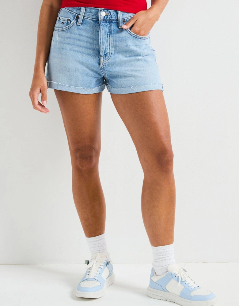 Raw Hem Denim Shorts - Blue