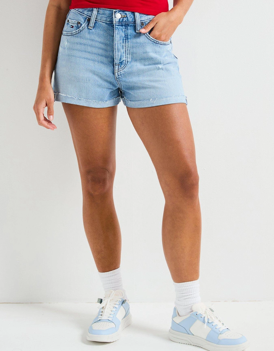 Raw Hem Denim Shorts - Blue, 2 of 1