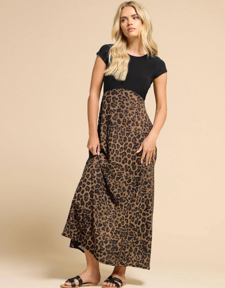 Petite Animal Print Maxi Dress - Black