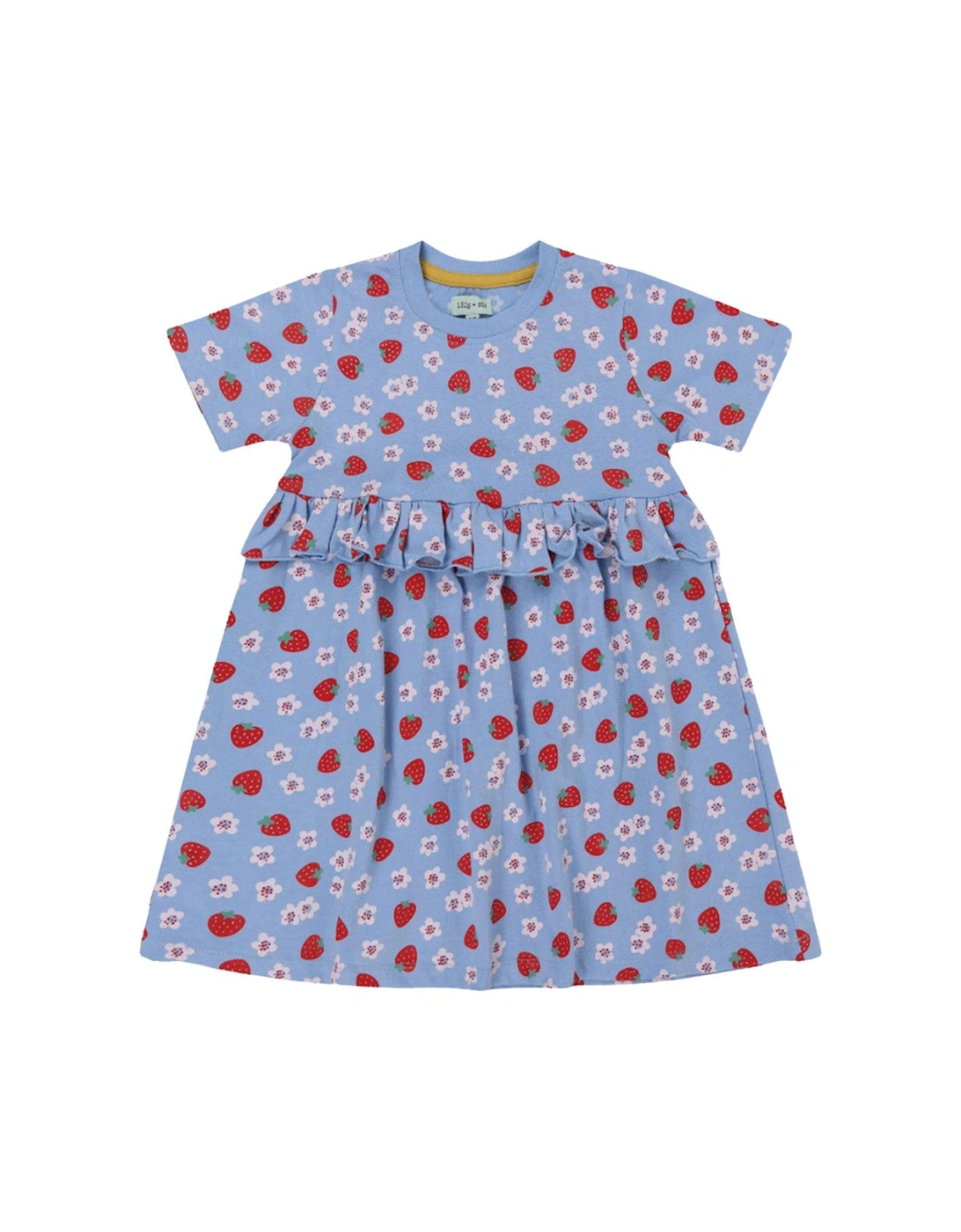Girls Strawberry Print Dress - Blue, 2 of 1