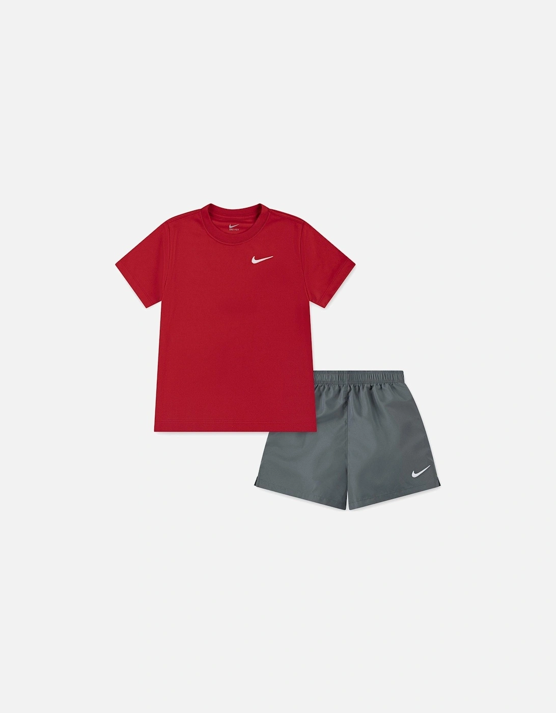 Kids Boys Dri-Fit Shorts And T-Shirt Set - /Grey - Red, 2 of 1