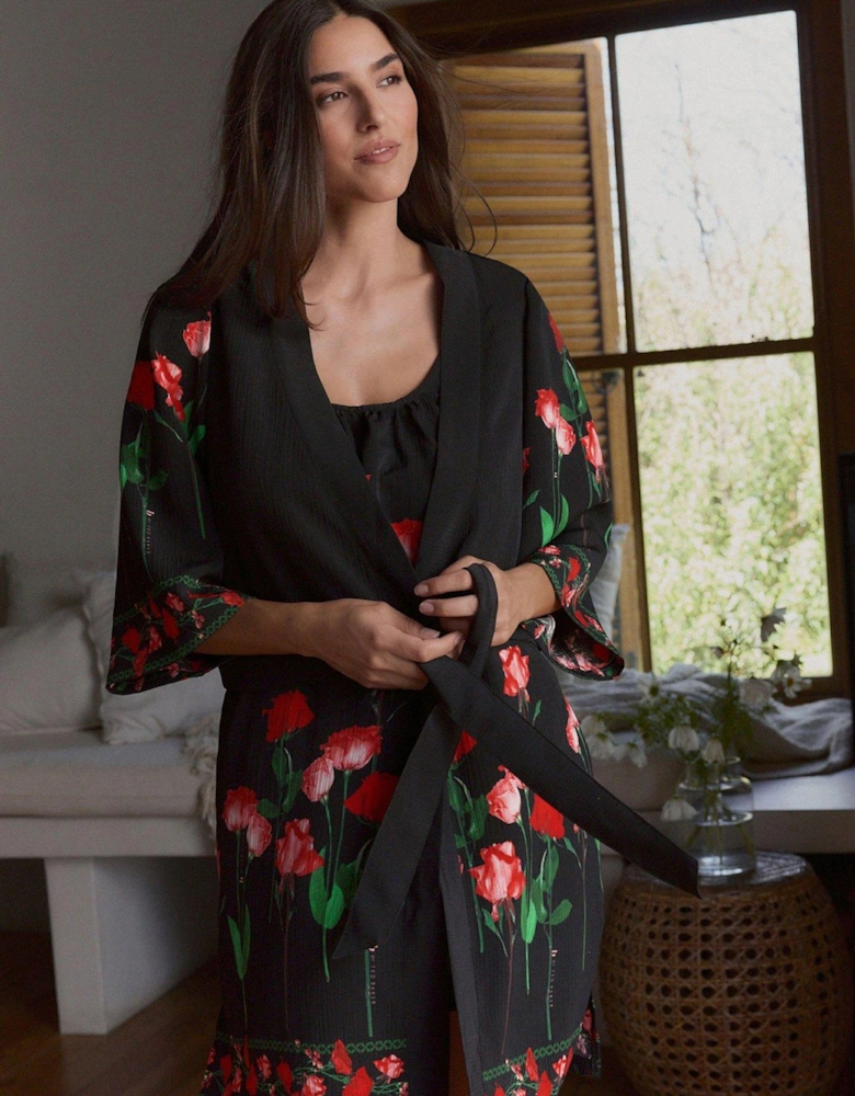 May Roses Robe - Black