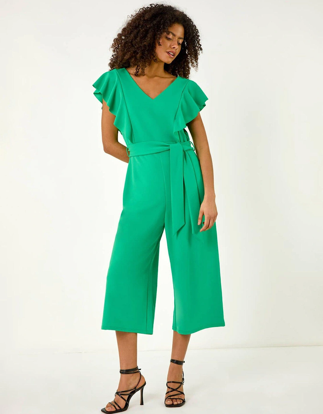 Dusk Frill Crepe Belted Jumpsuit - Green, 2 of 1