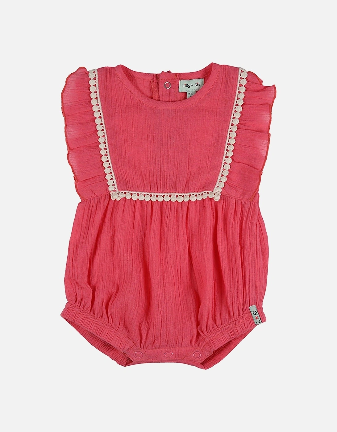 Baby Girls Plain Romper - Pink, 2 of 1