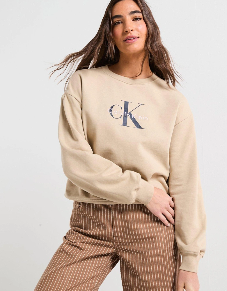 Monologo French Terry Sweatshirt - Beige