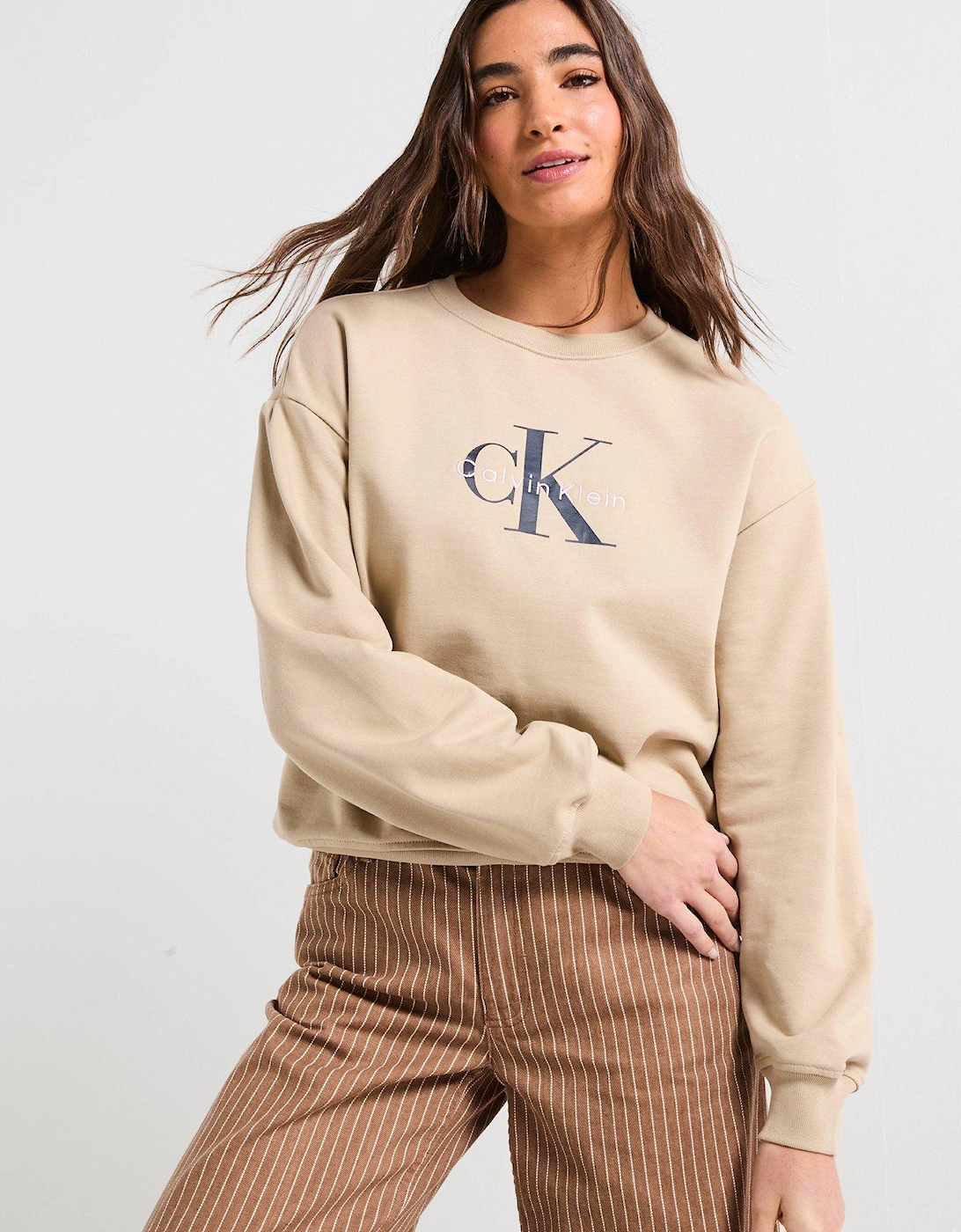 Monologo French Terry Sweatshirt - Beige, 2 of 1