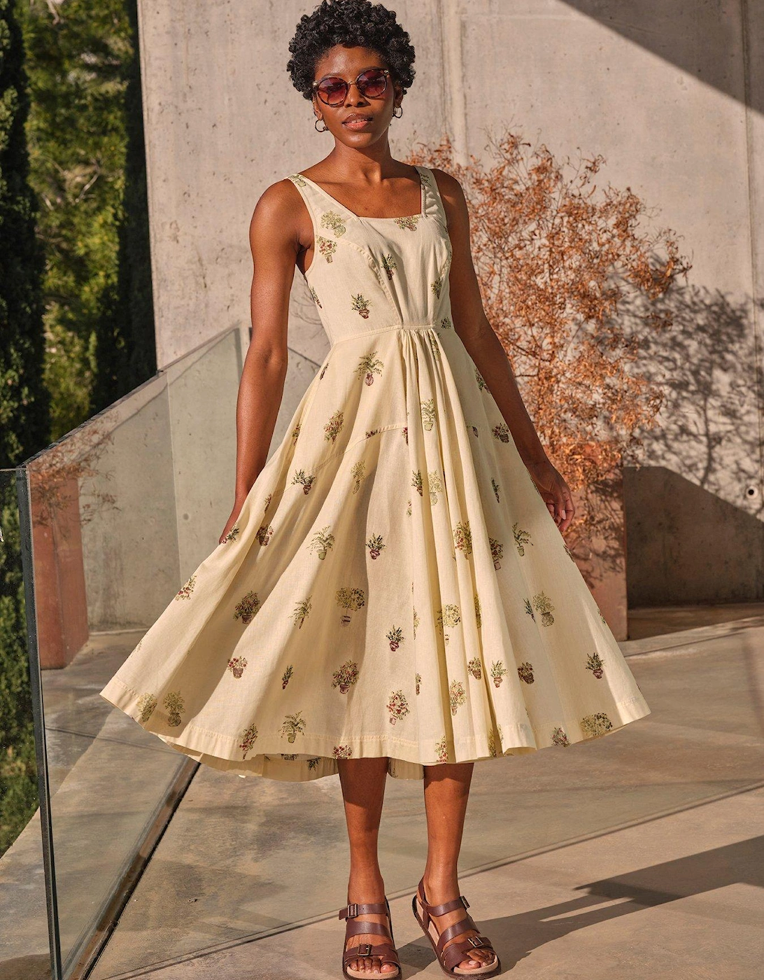Maria Plant Print Dress - White, 2 of 1