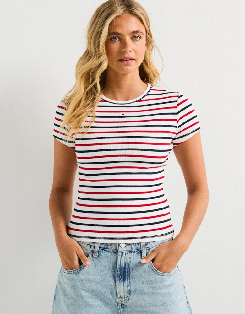 Ribbed Short Sleeve T-Shirt - Multi