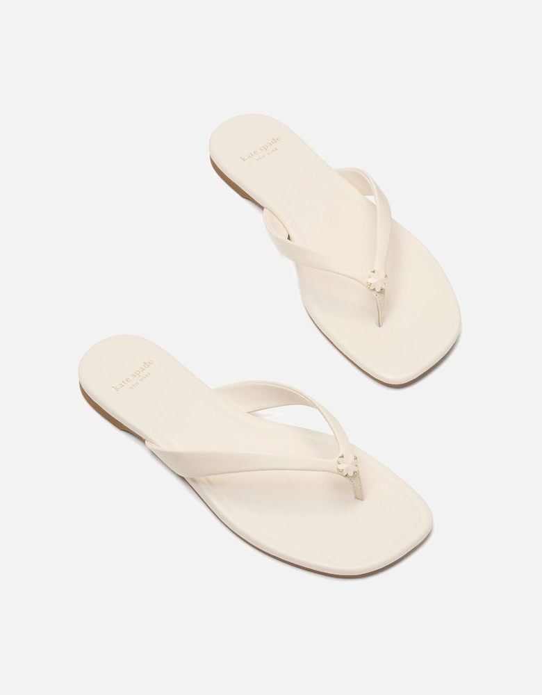 Flower Flip Flop Sandals - Cream
