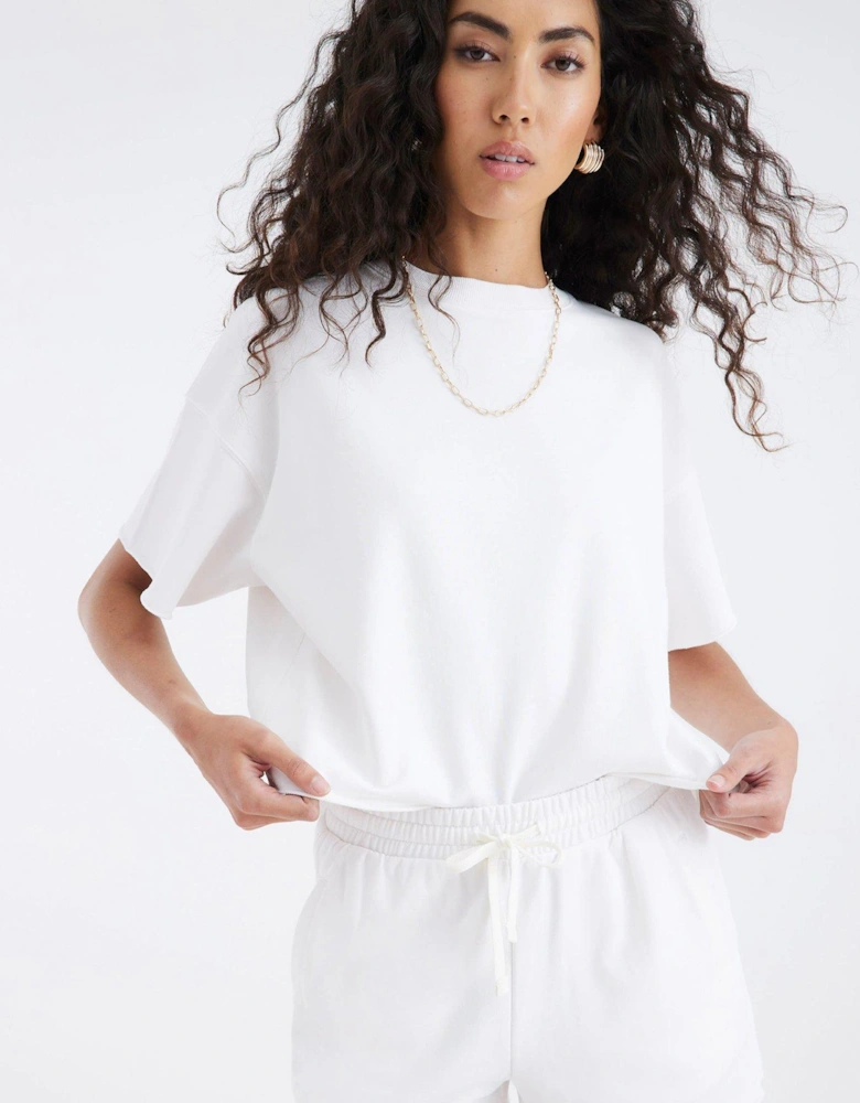 Loopback Rib Panel T-Shirt - White