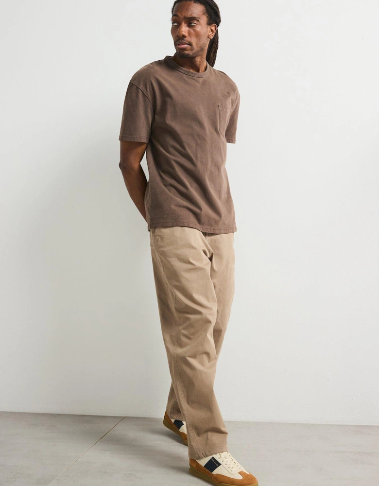 Relaxed Fit Heavyweight Washed T-Shirt - Brown