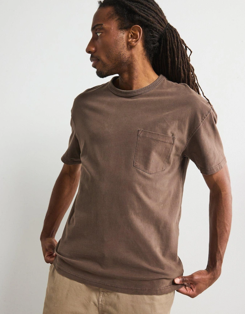 Relaxed Fit Heavyweight Washed T-Shirt - Brown