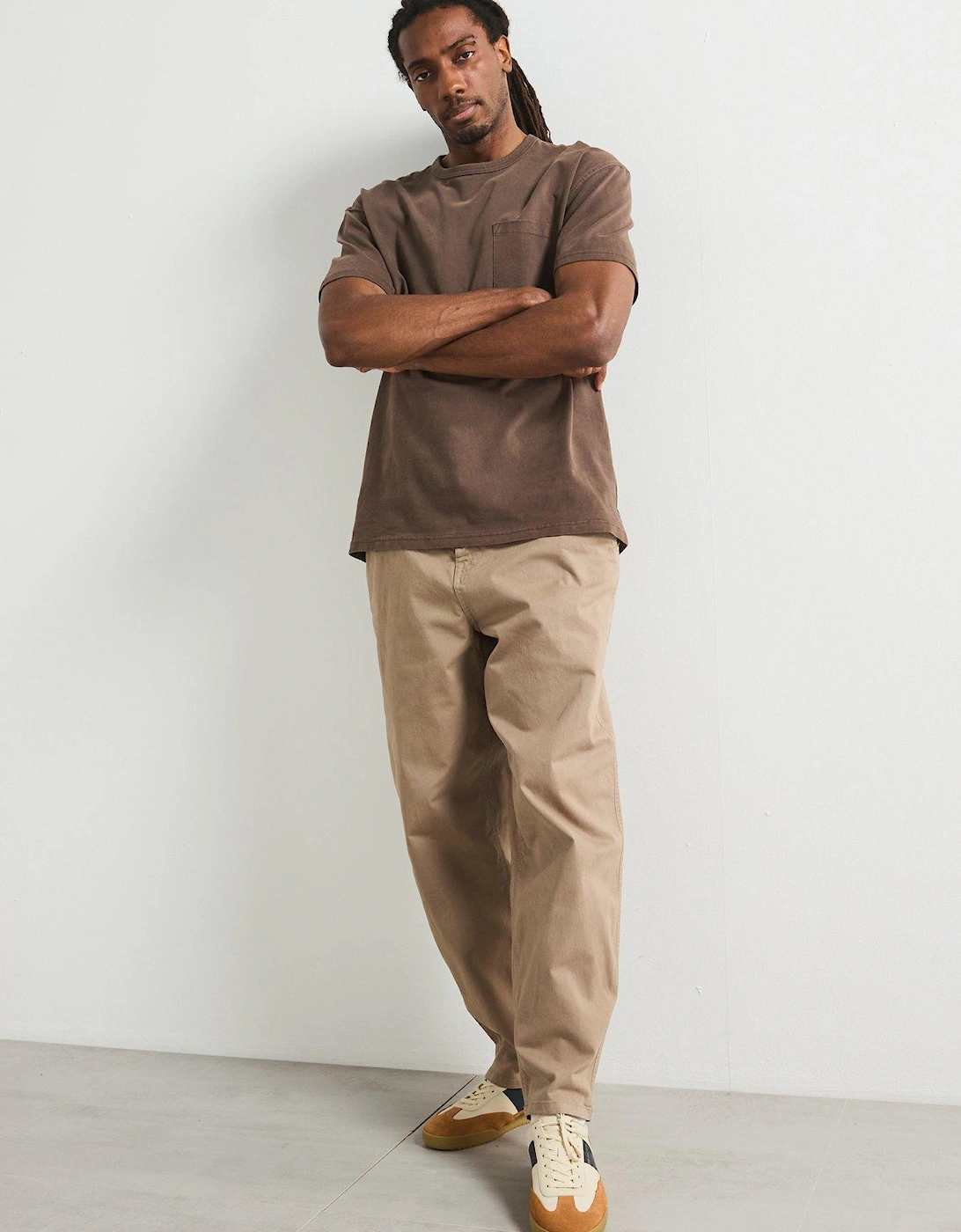 Relaxed Fit Heavyweight Washed T-Shirt - Brown