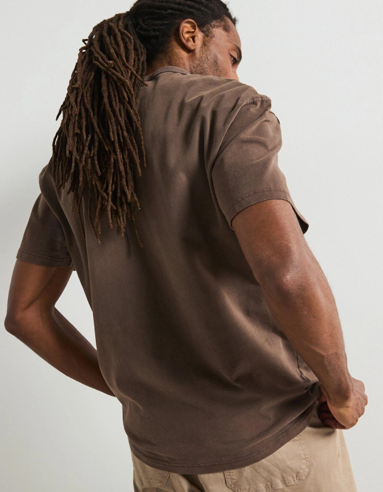 Relaxed Fit Heavyweight Washed T-Shirt - Brown