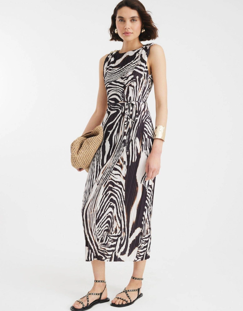 Shoulder Trim Midi Dress - Black
