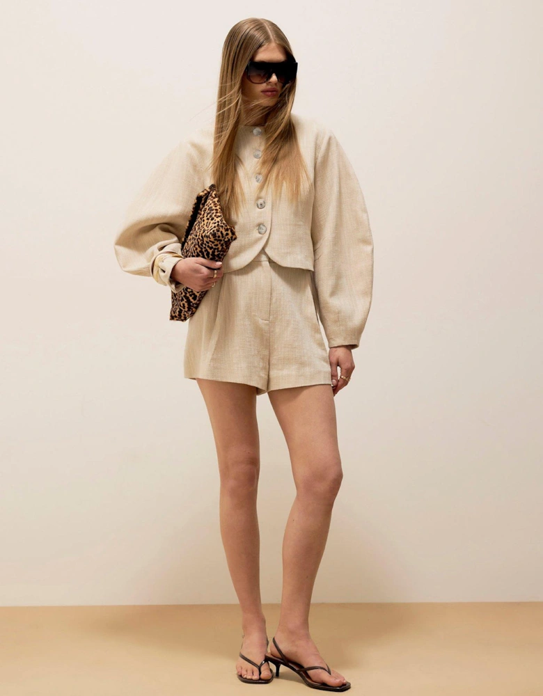 Cotton Tailored Shorts - Cream