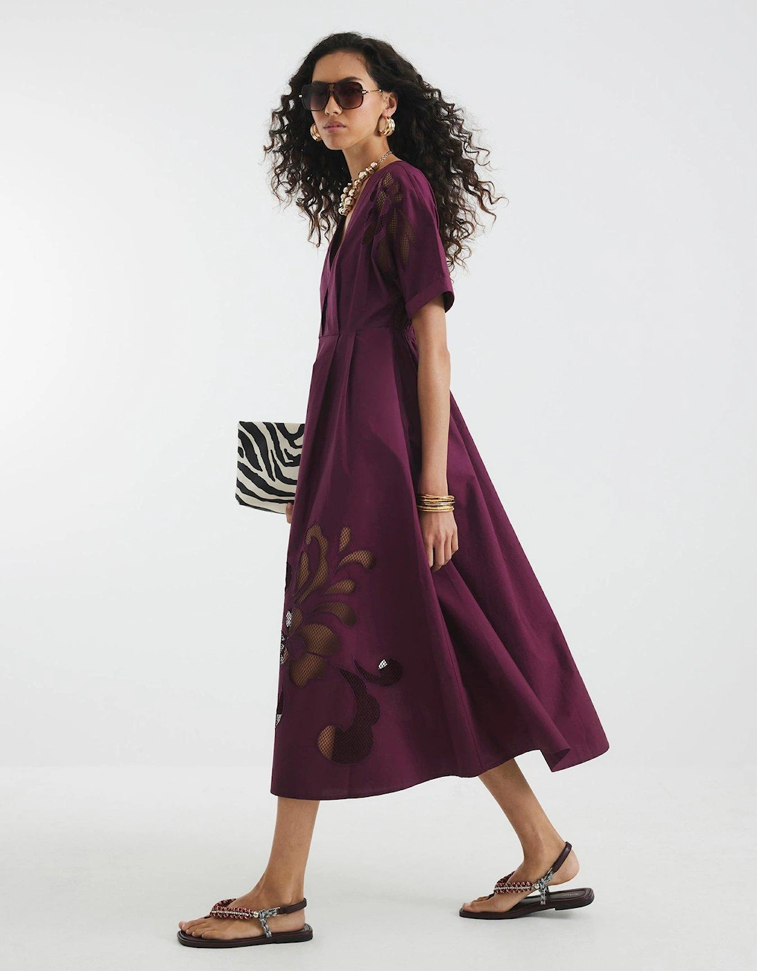 Cutwork Midi Dress - Red, 2 of 1