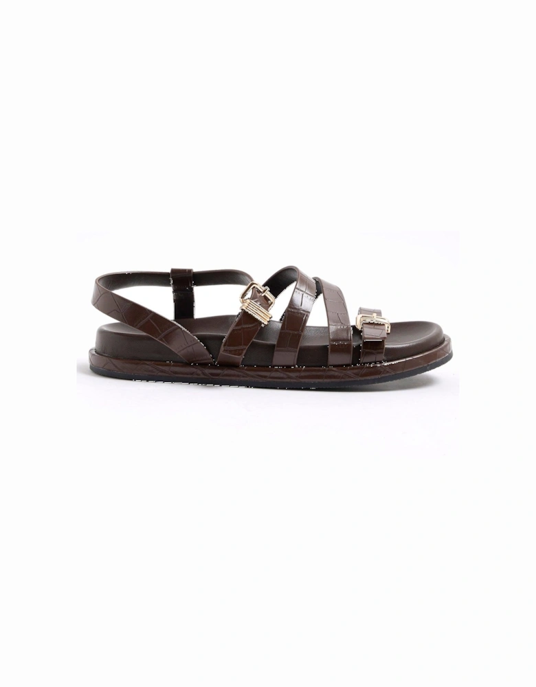 Clean Strappy Footbed Sandals - Dark Brown