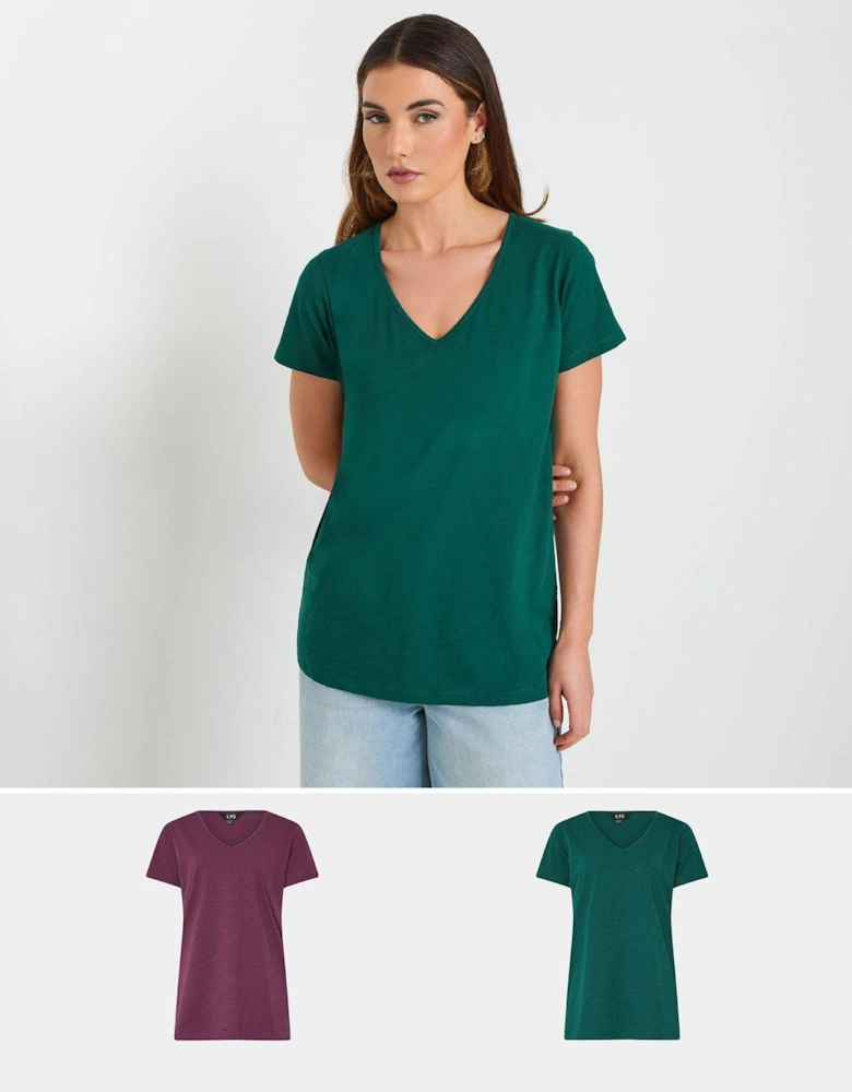 2 Pack V-Neck T-Shirt - Green