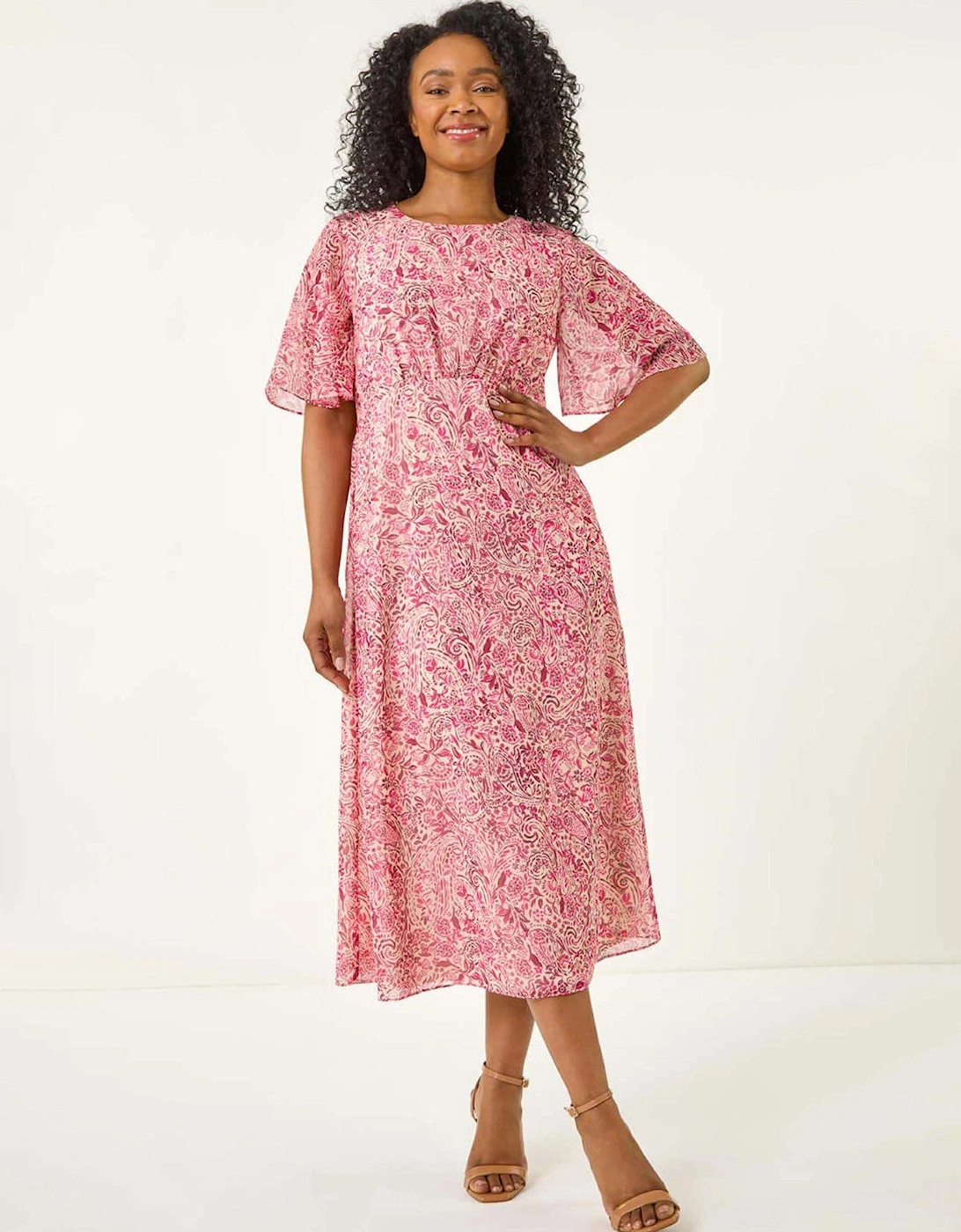 Petite Paisley Tea Midi Dress - Pink, 2 of 1