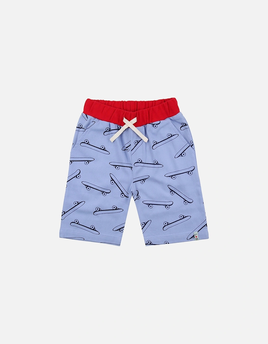 Boys Skateboard Print Shorts - Blue, 2 of 1