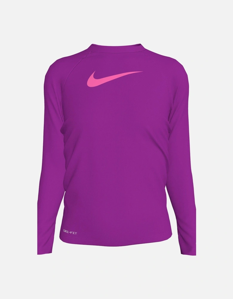 Girls Swoosh Long Sleeve Hydroguard T Shirt - Purple