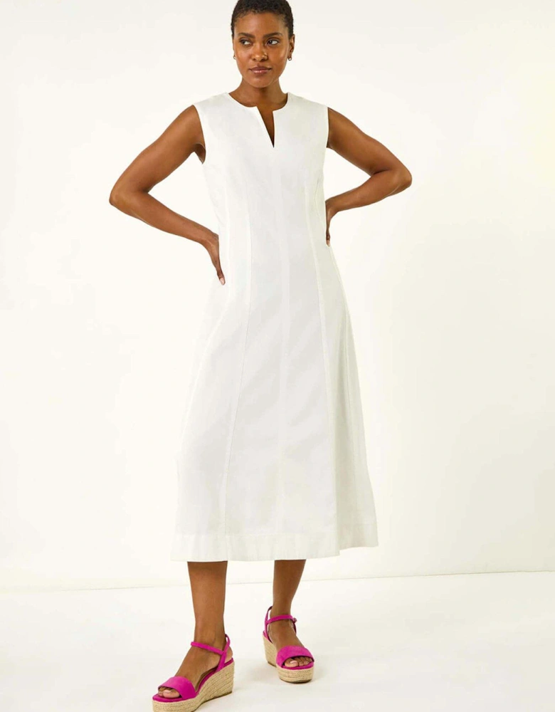 Panel Detail Midi Dress - White