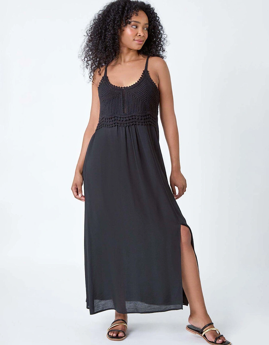 Petite Crochet Bodice Cotton Maxi Dress, 2 of 1