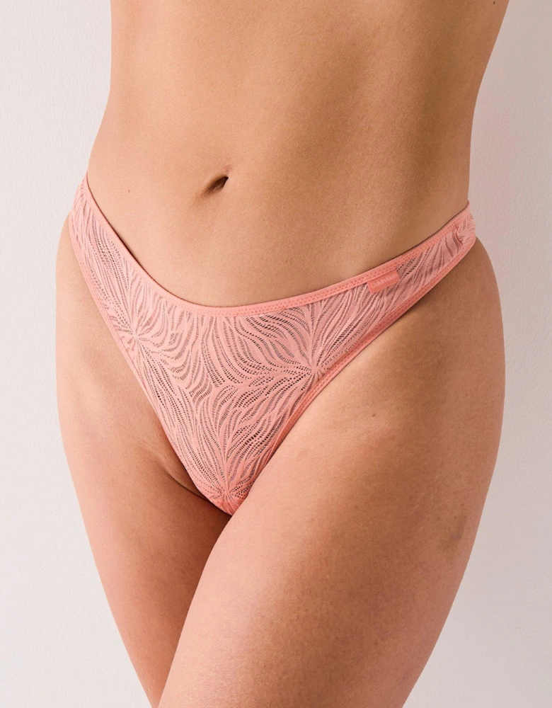 Sheer Marq Lace Thong - Orange